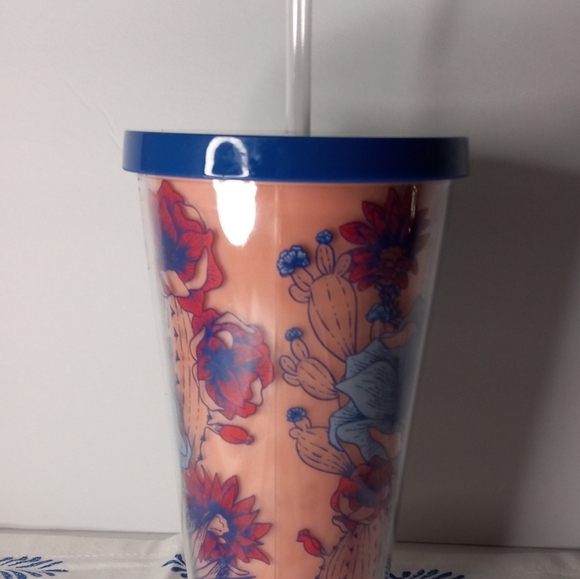 Starbucks Desert Cactus Floral 2019 Tumbler Pink Blue Lid 16 oz Acrylic - Picture 3 of 6